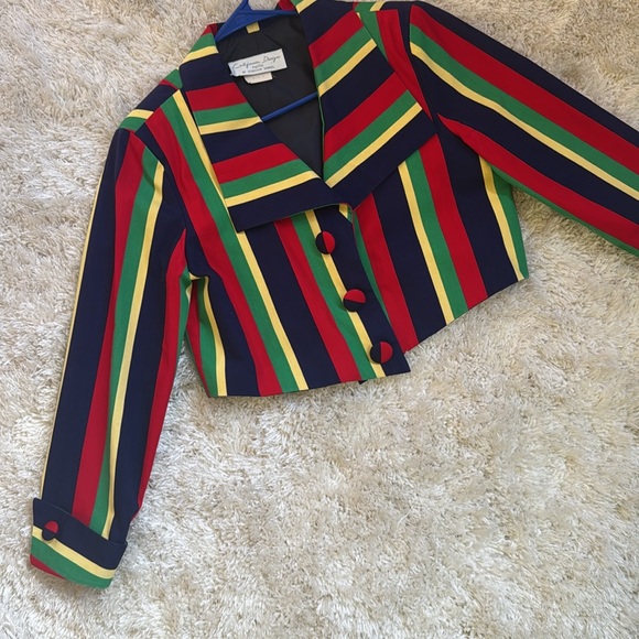California designs  by Dorothy Samuel Vintage Striped Multicolor Cropped Jacket - Picture 12 of 15